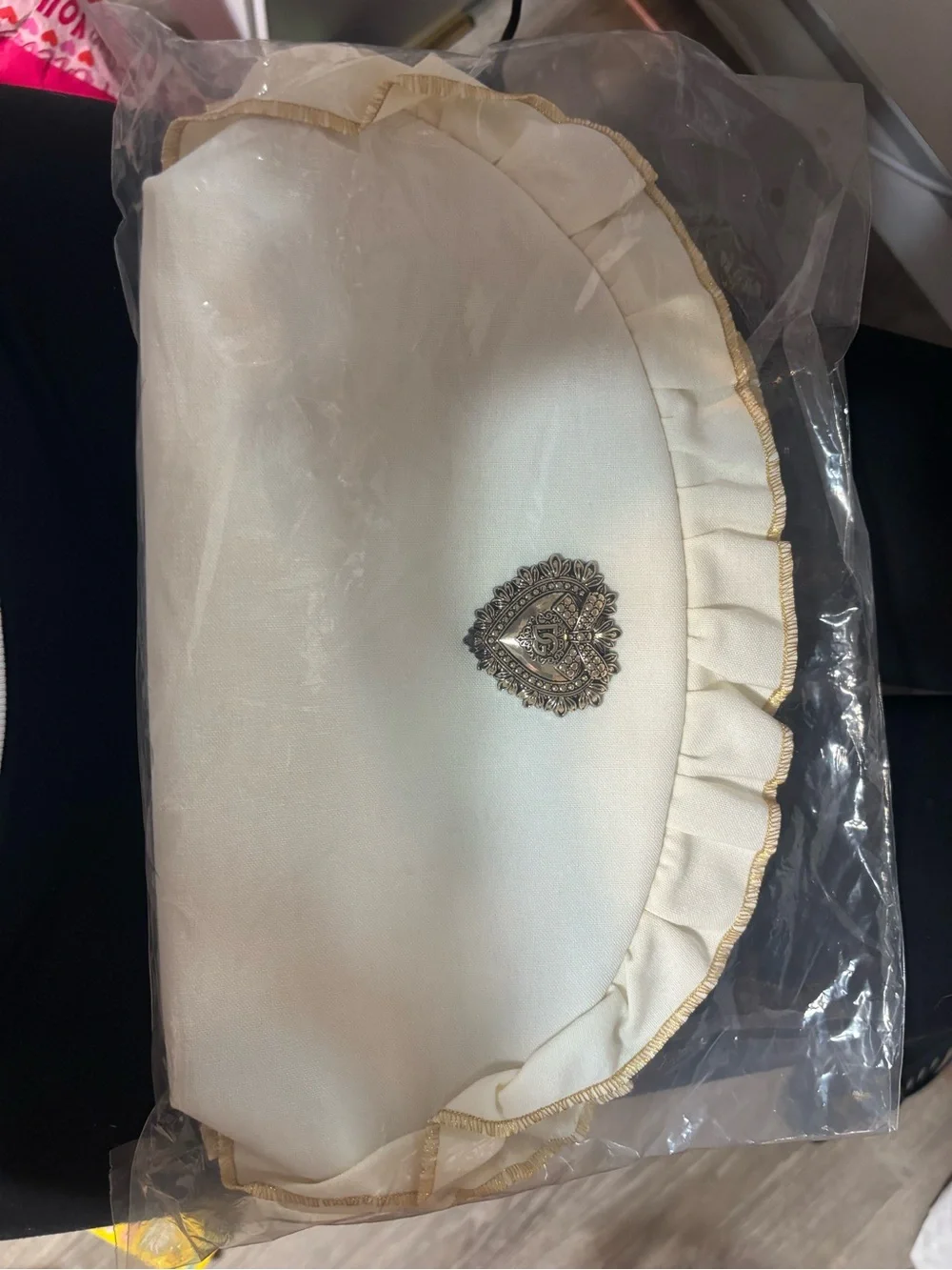 Dolce & Gabbana Beauty Ivory Ruffle Cosmetic Pouch NEW